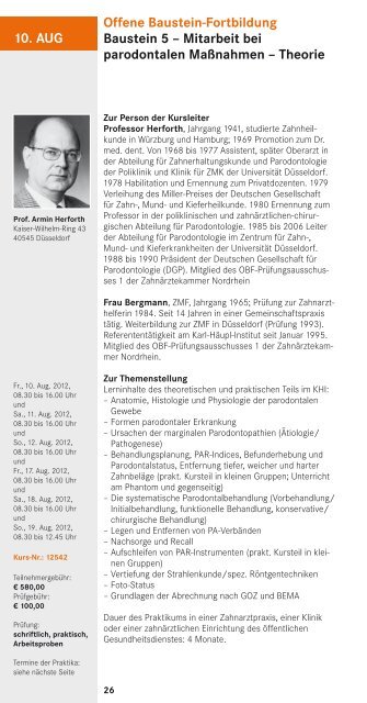 Programmheft für Zahnmedizinische Fachangestellte 2012 KH