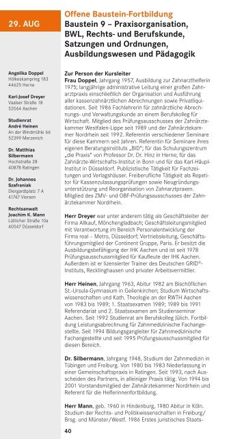 Programmheft für Zahnmedizinische Fachangestellte 2012 KH