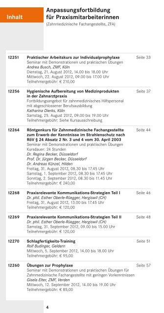 Programmheft für Zahnmedizinische Fachangestellte 2012 KH