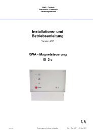 Installations- und Betriebsanleitung - RWA-Berlin