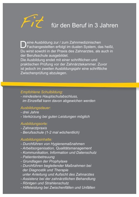 ZFA-Flyer "Komm ins Team" - ZahnÃ¤rztekammer Schleswig-Holstein