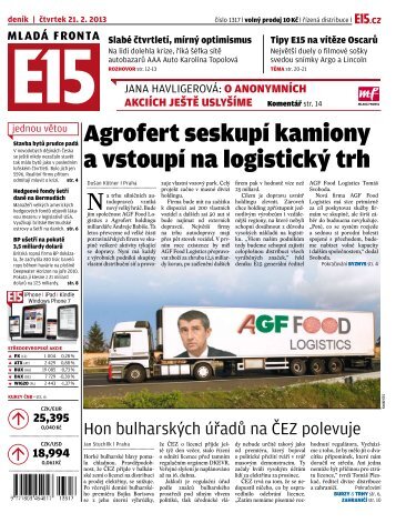 Agrofert seskupÃƒÂ­ kamiony a vstoupÃƒÂ­ na logistickÃƒÂ½ trh - MladÃƒÂ¡ fronta