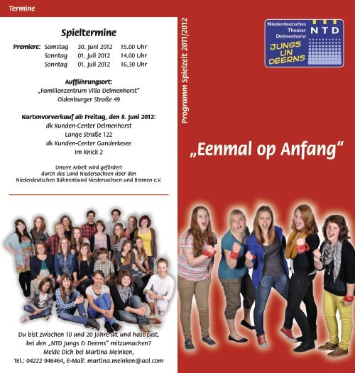 âEenmal op Anfangâ - Niederdeutsches Theater Delmenhorst