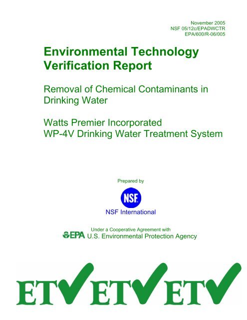 U S Epa Environmental Technology Verification Report Removal Of