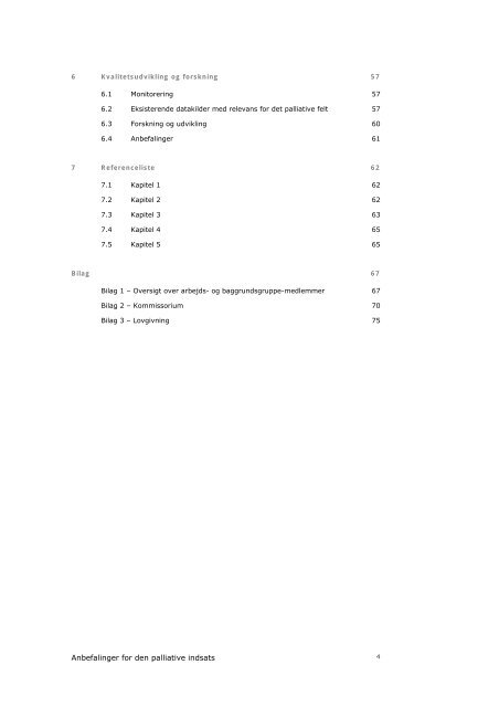 Anbefalinger for den palliative indsats, Sundhedsstyrelsen 2011