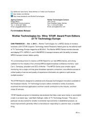 'STAR' Award From Editors of TV Technology Europe - Wohler ...