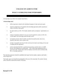 college of agriculture policy guidelines for internships