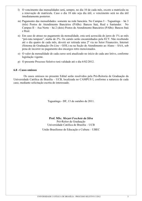 edital vestibular agendado - Universidade CatÃ³lica de BrasÃ­lia