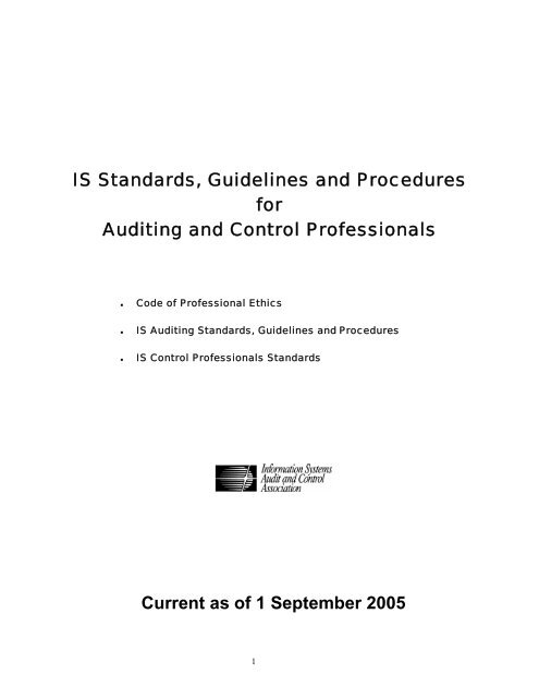 IS Standards, Guidelines and Procedures for Auditing and Control ...