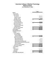 Balance Sheet as of December 31, 2009 - American College of ...