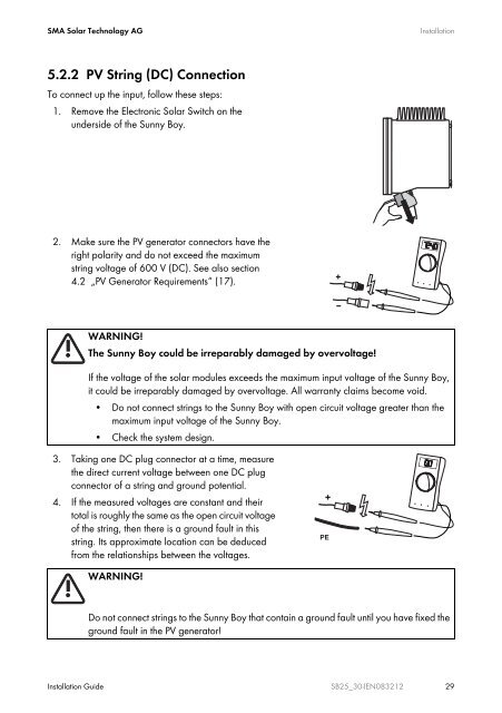 SUNNY BOY 2500 / 3000 - Installation Guide - Sinetech