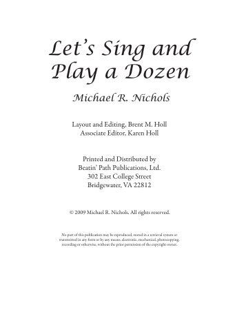 Let's Sing and Play a Dozen - Beatin' Path Publications, LLC