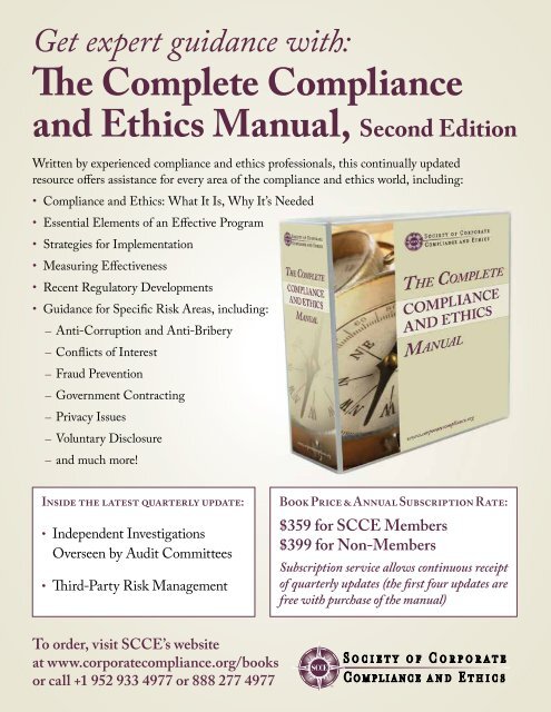 Compliance &Ethics - Society of Corporate Compliance and Ethics