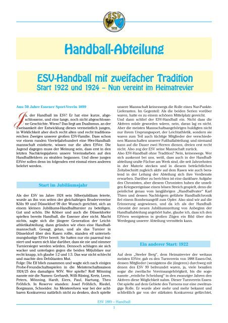 Handball-Abteilung - Essener Sportgemeinschaft 99/06 eV - ESG99 ...