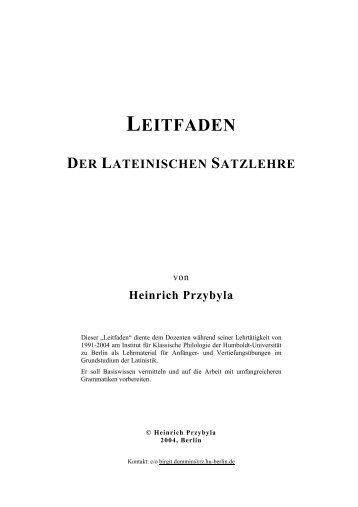 Leitfaden der lateinischen Satzlehre - auf Telemachos - HU Berlin