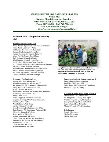 NCGR Collections /Distribution - Agricultural Research Service