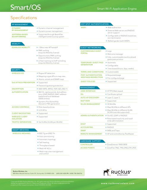 Ruckus Smart OS Datasheet - VoIP Supply