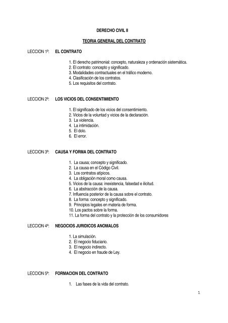 1 DERECHO CIVIL II TEORIA GENERAL DEL CONTRATO ... - CERSA