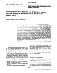 Acculturative Stress, Anxiety, and Depression among Mexican ...