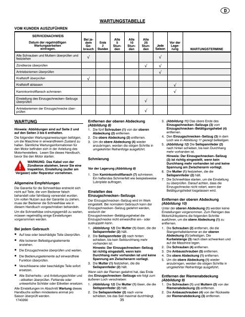 Instruction Book â Snowthrower Model 621401x61NB ... - Technik.sk