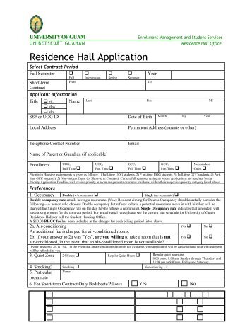 Residence Hall Application Form [PDF]