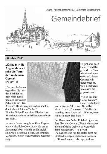 Oktober 2007 (2,93Mb) - bei der Kirchengemeinde St. Bernhardt ...