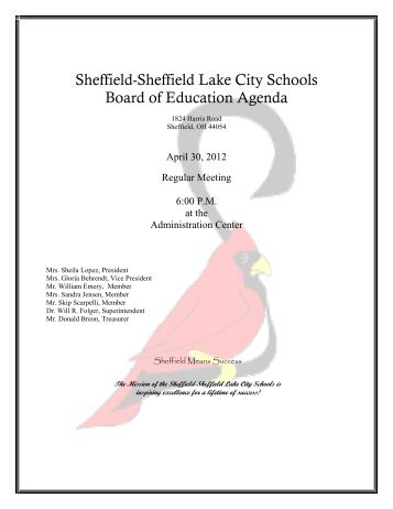 Sheffield-Sheffield Lake City Schools Board of Education Agenda