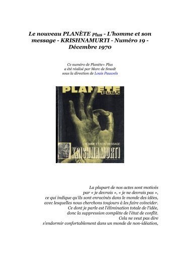 L'homme et son message - KRISHNAMURTI - PDF Archive