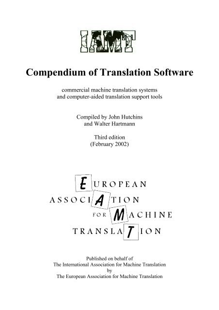 Compendium of translation software. 3rd ed. - John Hutchins 