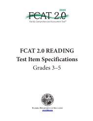 FCAT 2.0 2010 Reading Test Item Specifications Grades 3-5