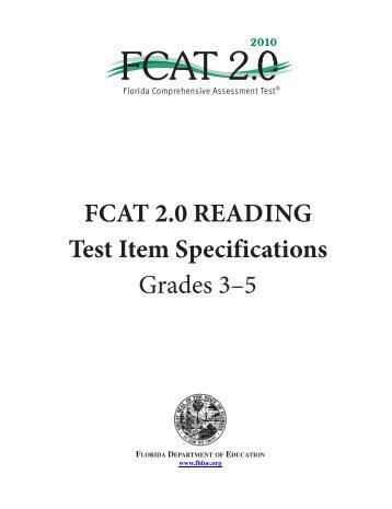 FCAT 2.0 2010 Reading Test Item Specifications Grades 3-5