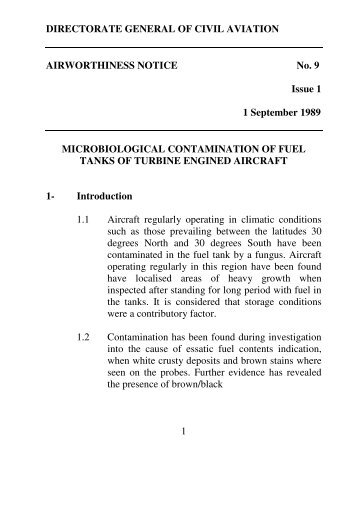 Notice 09 Microbiological Contamination of Fuel Tanks of Turbine ...