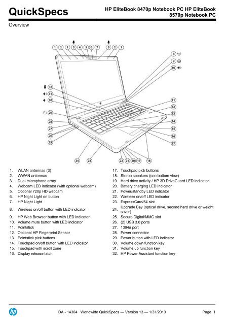 HP EliteBook 8470p Notebook PC HP EliteBook ... - Domain Digital