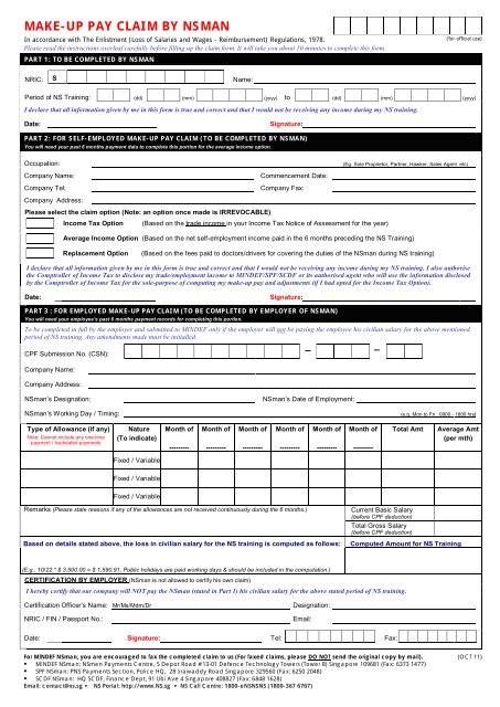 MAKE-UP PAY CLAIM BY NSMAN - Ns.sg