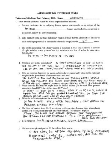 midterm solutions - Astronomy & Physics