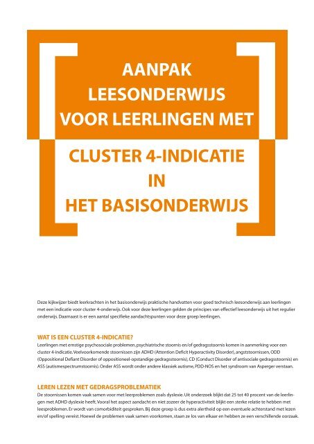 Aanpak leesonderwijs voor leerlingen met cluster 4-indicatie in het ...