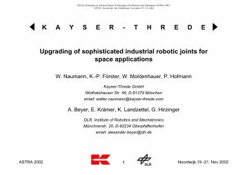 KAYSER - Automation & Robotics - ESA