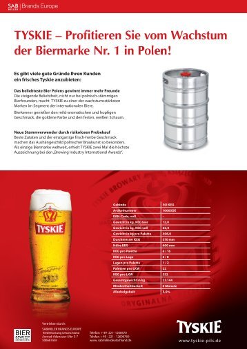 TYSKIE â Profitieren Sie vom Wachstum der Biermarke Nr. 1 in Polen!
