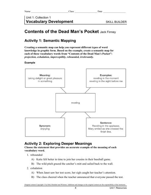 thesis for contents of a dead man's pocket