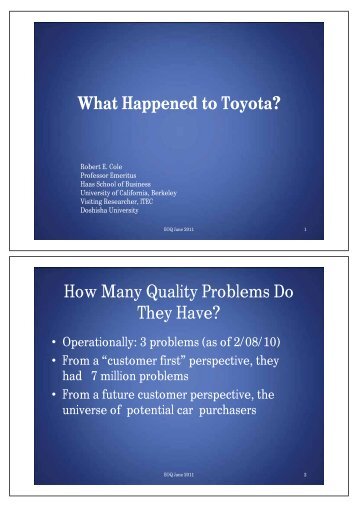 What Happened to Toyota? How Many Quality Problems Do ... - EOQ
