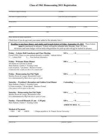 Registration Form - St. Francis Xavier University Alumni