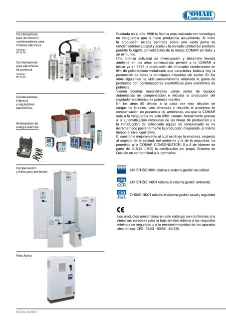 Condensadores y equipos para la correcciÃ³n del factor de potencia ...