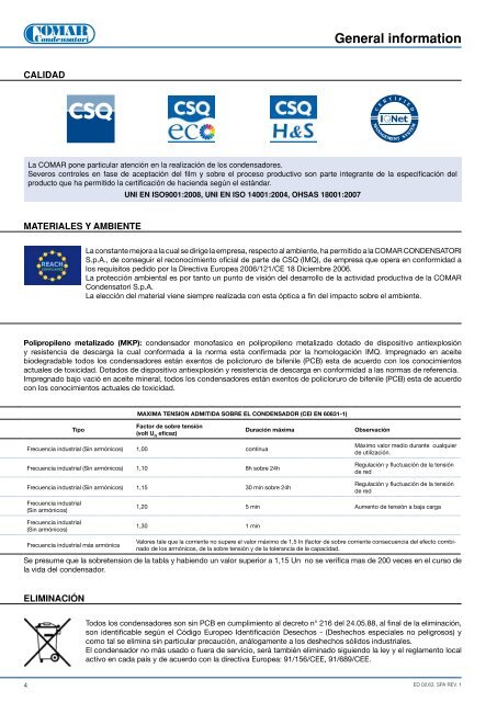 Condensadores y equipos para la correcciÃ³n del factor de potencia ...