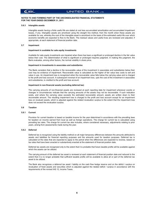 UBL Financial Statements - United Bank Limited