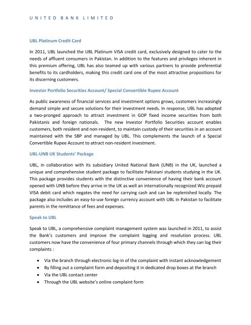 UBL Financial Statements - United Bank Limited