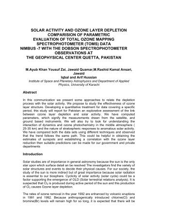 solar activity and ozone layer depletion - Inter Islamic Network on ...