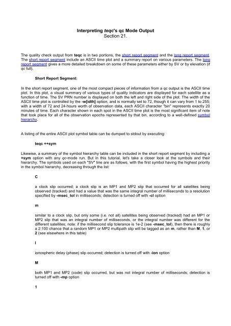 Interpreting teqc's qc Mode Output Section 21. - Inpe