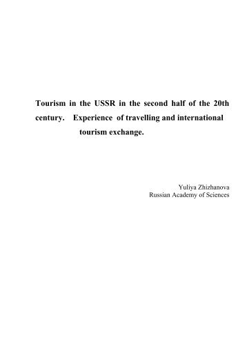 Tourism in the USSR in the second half of the 20th century ... - T2M