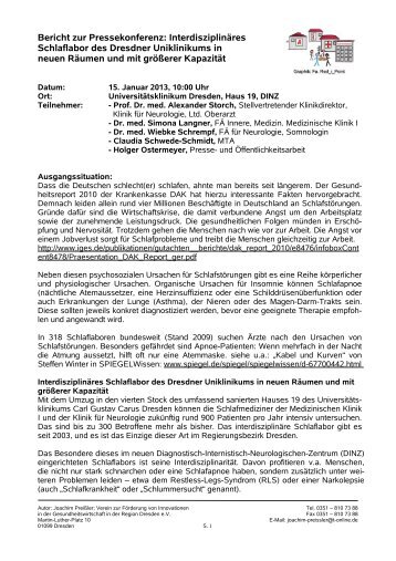 Bericht von Herrn J. PreiÃler - Gesundheit-Sachsen