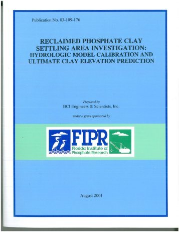 reclaimed phosphate clay settling area investigation: hydrologic